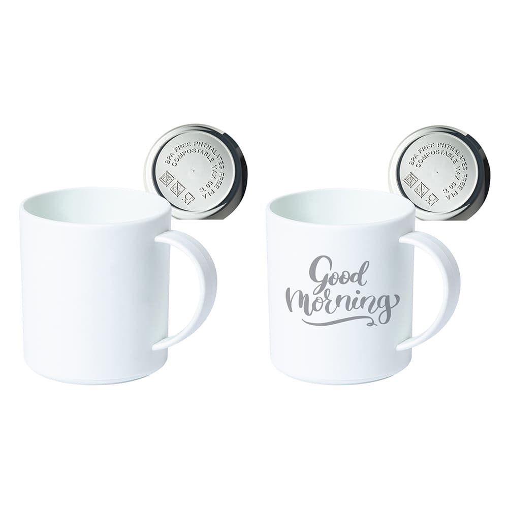 Tasse blanche réutilisable en PLA PLAMUG 350ml