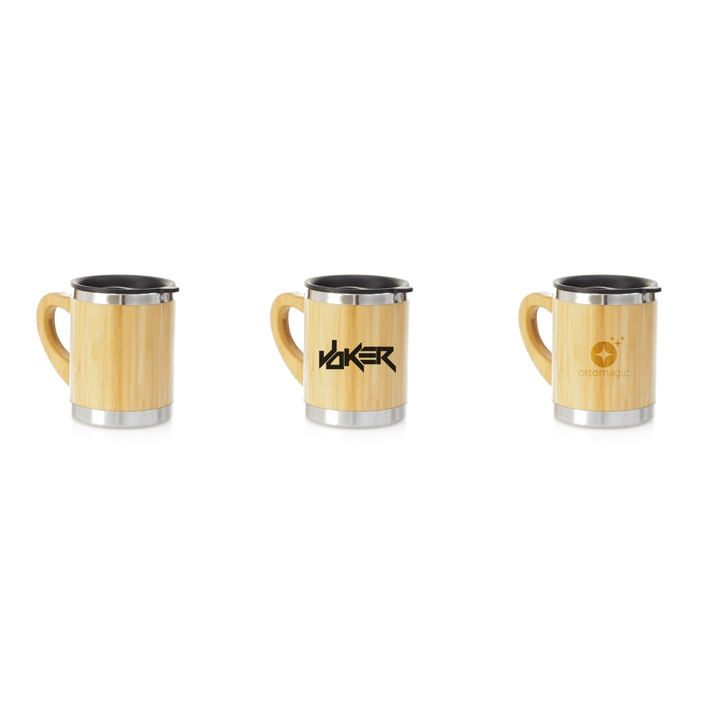 Taza térmica de bambú personalizada con tapa VEGA de 30cl