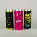 Personalized energy drink can with label 25cl