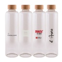 Bouteille en verre borosilicate transparent 1L avec bouchon en bois MAE LARGA