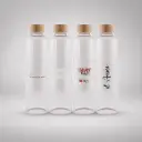 Bouteille en verre borosilicate transparent 1L avec bouchon en bois MAE LARGA