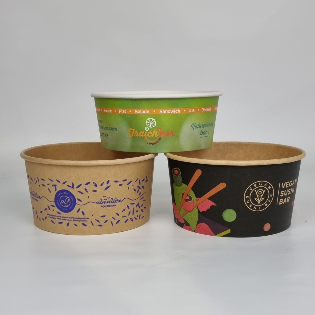 Personalisierte Salatschüssel aus Pappe