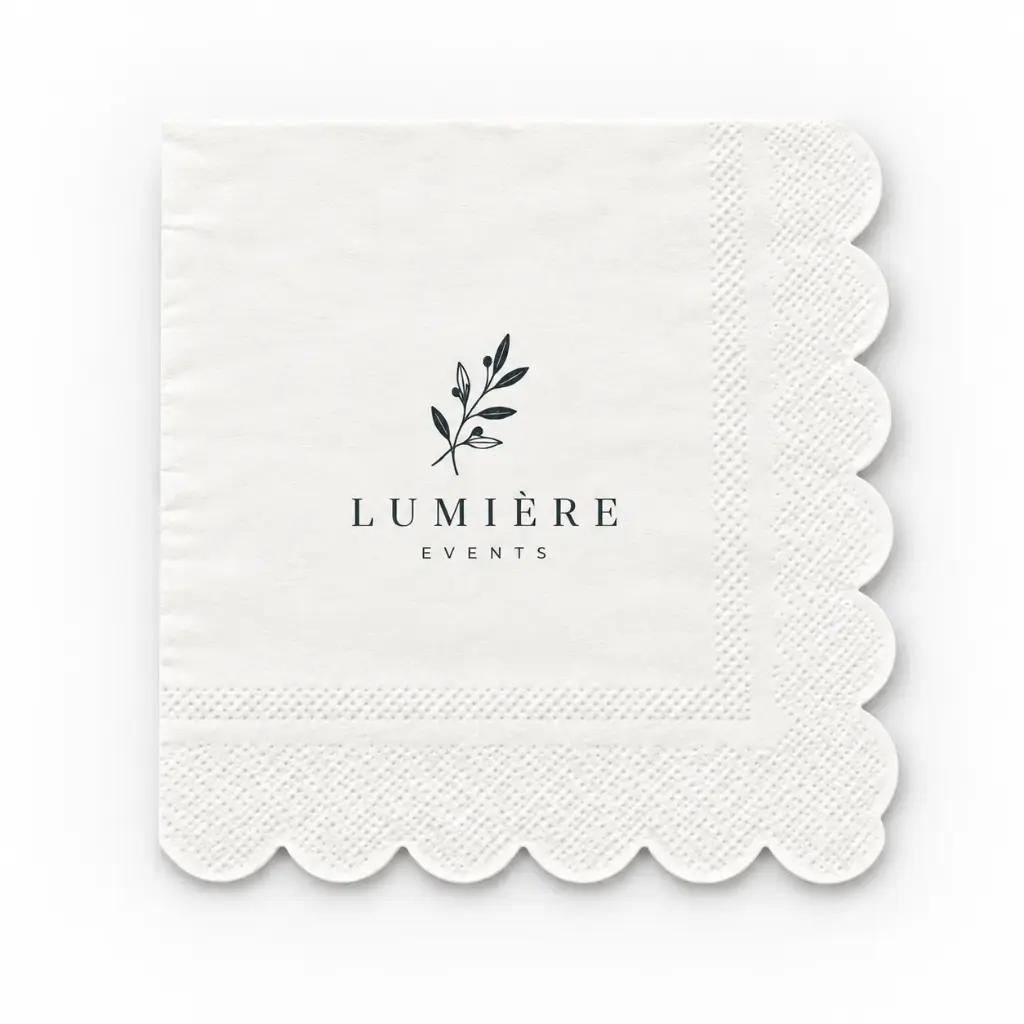 White scalloped Cocktail Napkin 24x24 cm